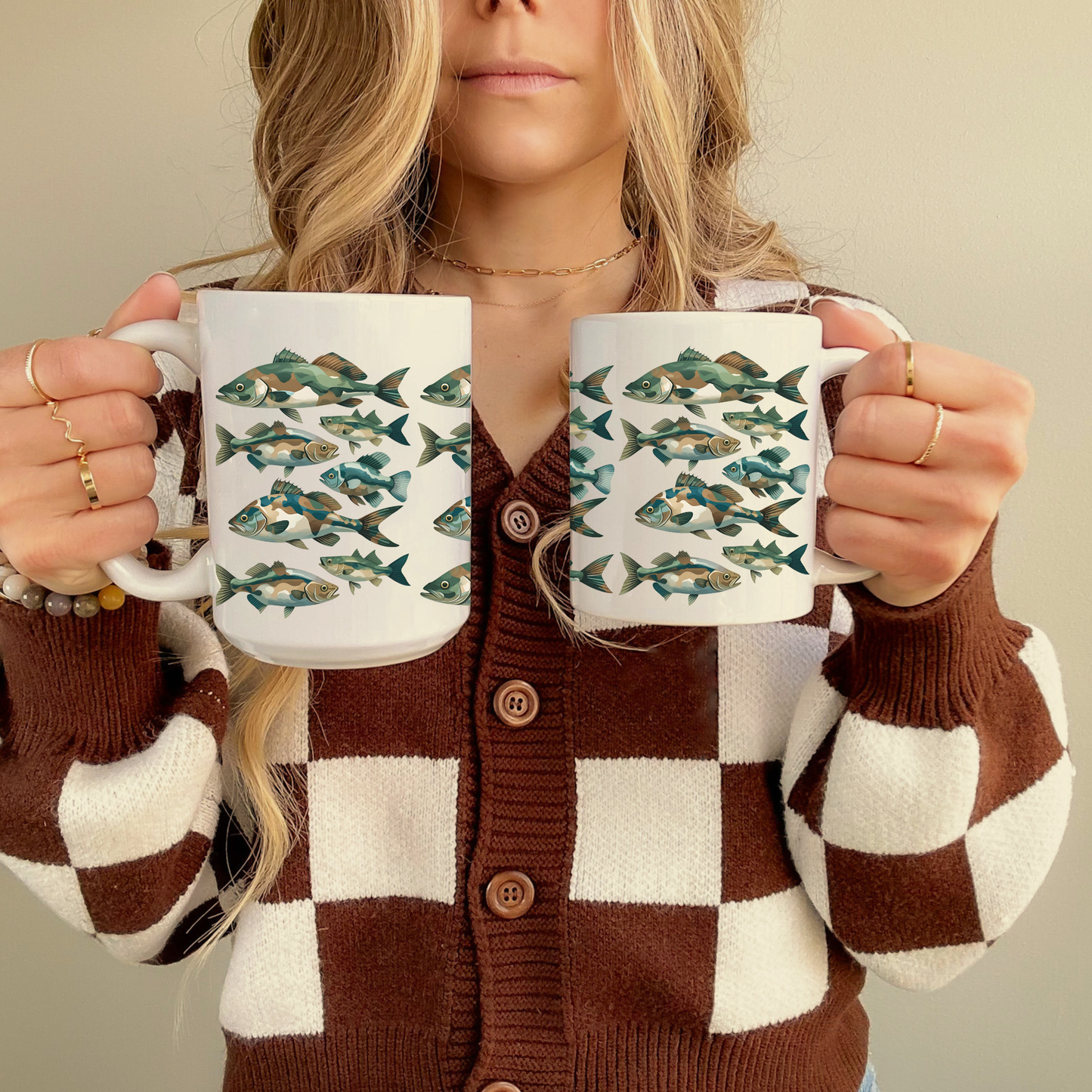 Artistic Fish Ceramic Mug - Perfect Gift for Fishing Dads and Grandpas
