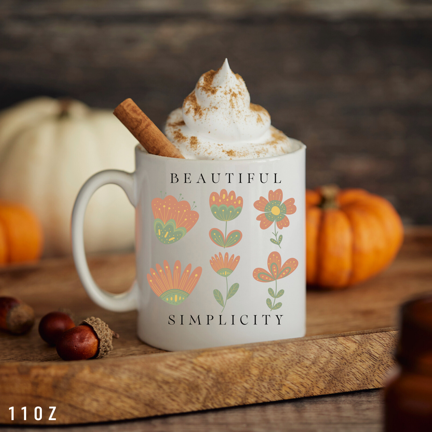 Floral Mug Nordic Folk Art Aesthetic Mug - Gardening Gift for Nature Lovers