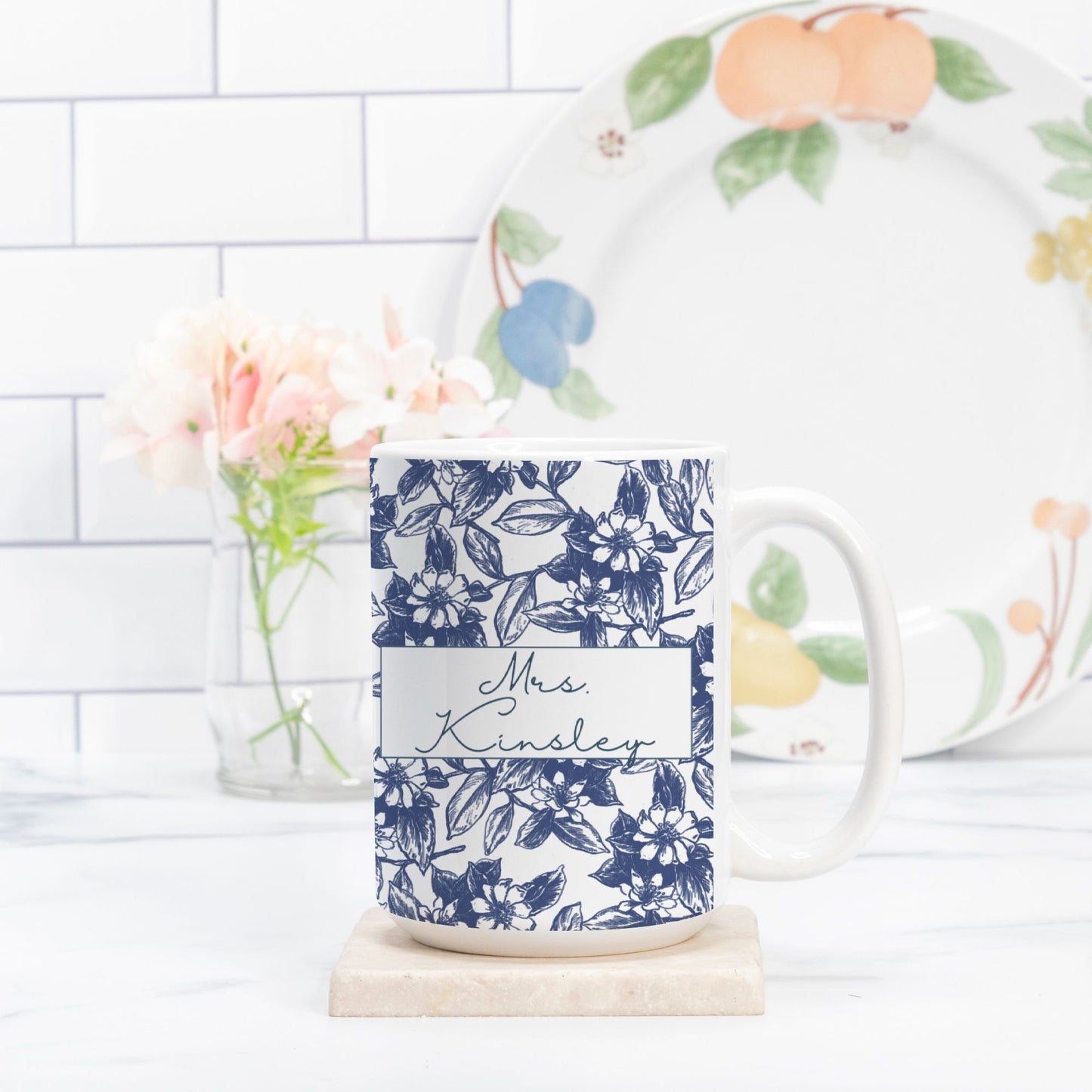 Floral Mug Personalized Thank you gift, Cute Coffee Cup Gift for Her, Housewarming It takes a Village Present, Mother's Day Gift