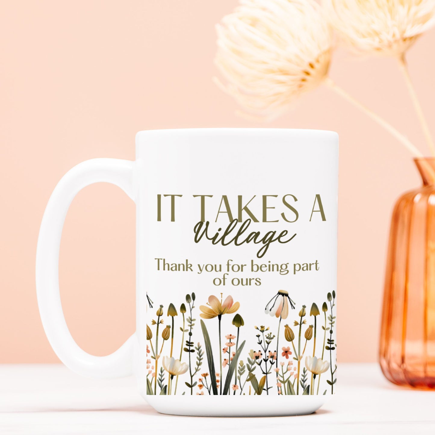 Thank you Gift Ceramic Floral Mug - Gift for Gardening Lovers & Daycare and Helpers