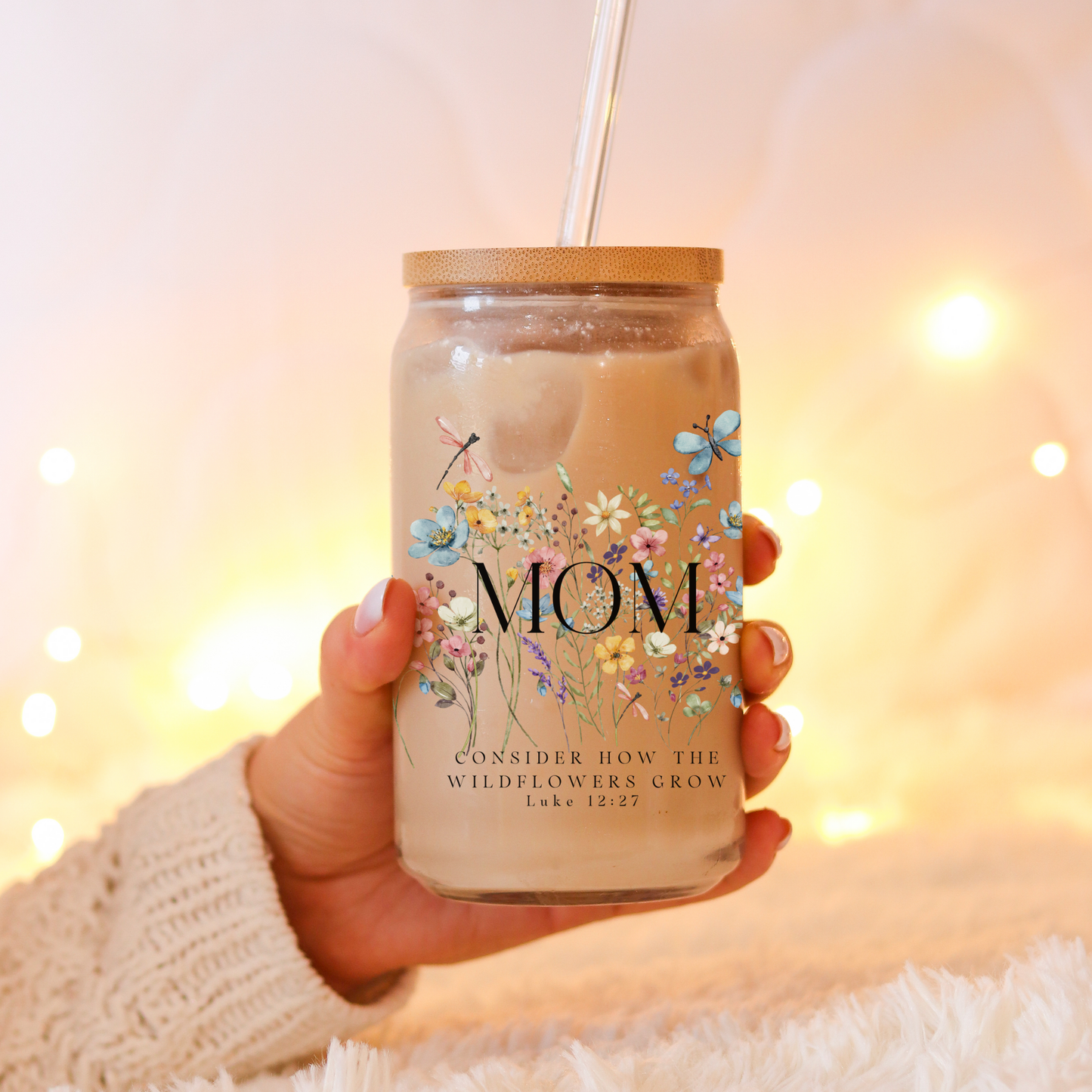 Floral Mom Glass Tumbler - Unique Gift for Mother's Day