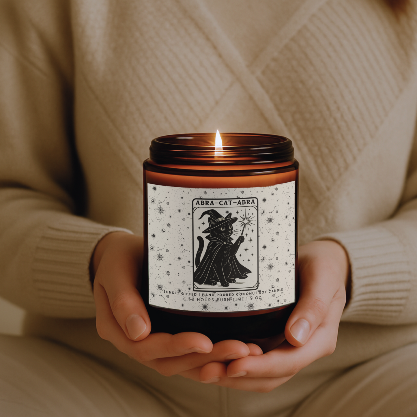 Black Cat Halloween Candle Gift - Haunted Library Witchy Cat Mom - Bookish Gifts