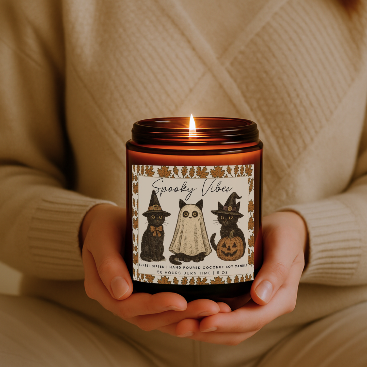 Halloween Cat Candle - Spooky Fall Vibes Cozy Autumn Decor Gift - Cat Lover Gift