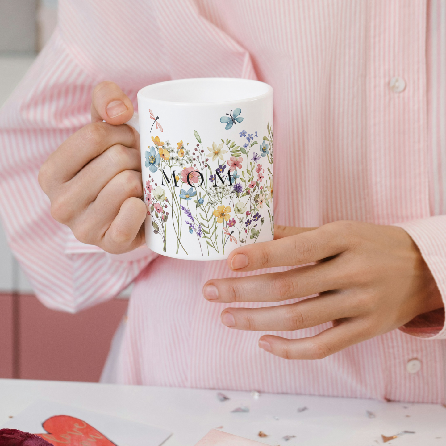 Floral mug thoughtful custom gift for mom and grandma - Gardening lover Gift