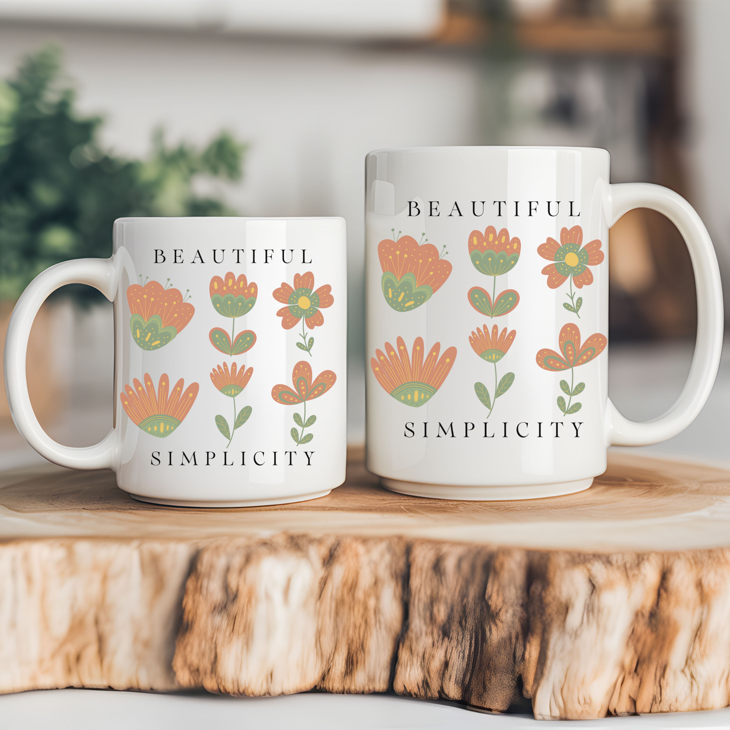 Floral Mug Nordic Folk Art Aesthetic Mug - Gardening Gift for Nature Lovers