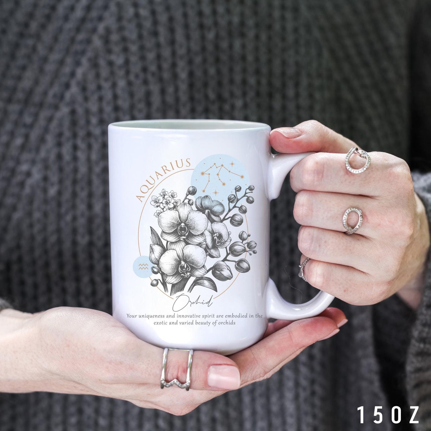 Zodiac sign mug gift - Birth Flower Cup