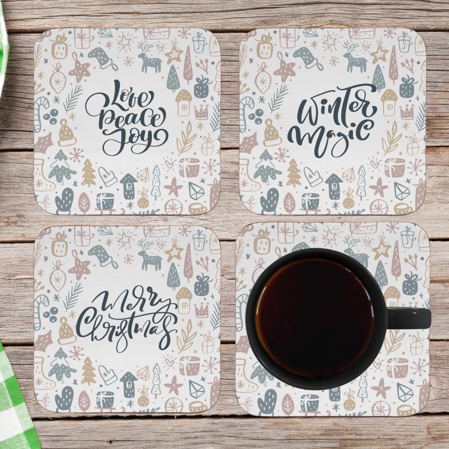 Nordic Christmas Coaster Hygge Kitchen Decor - Hostess Thank you Gift