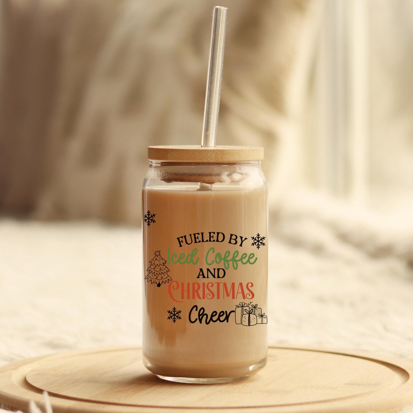 Christmas Coffee Glass Cup-Secret Santa Gift for best friend and office exchange