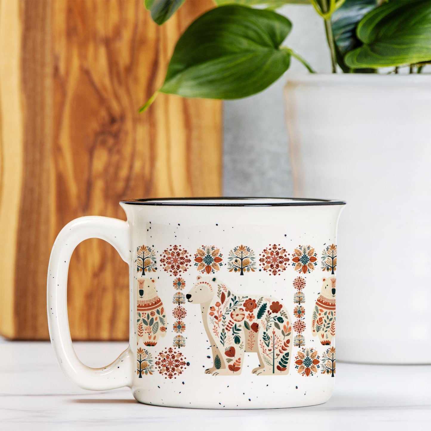 Polar Bear Camp Mug Scandinavian Coffee Gift Idea