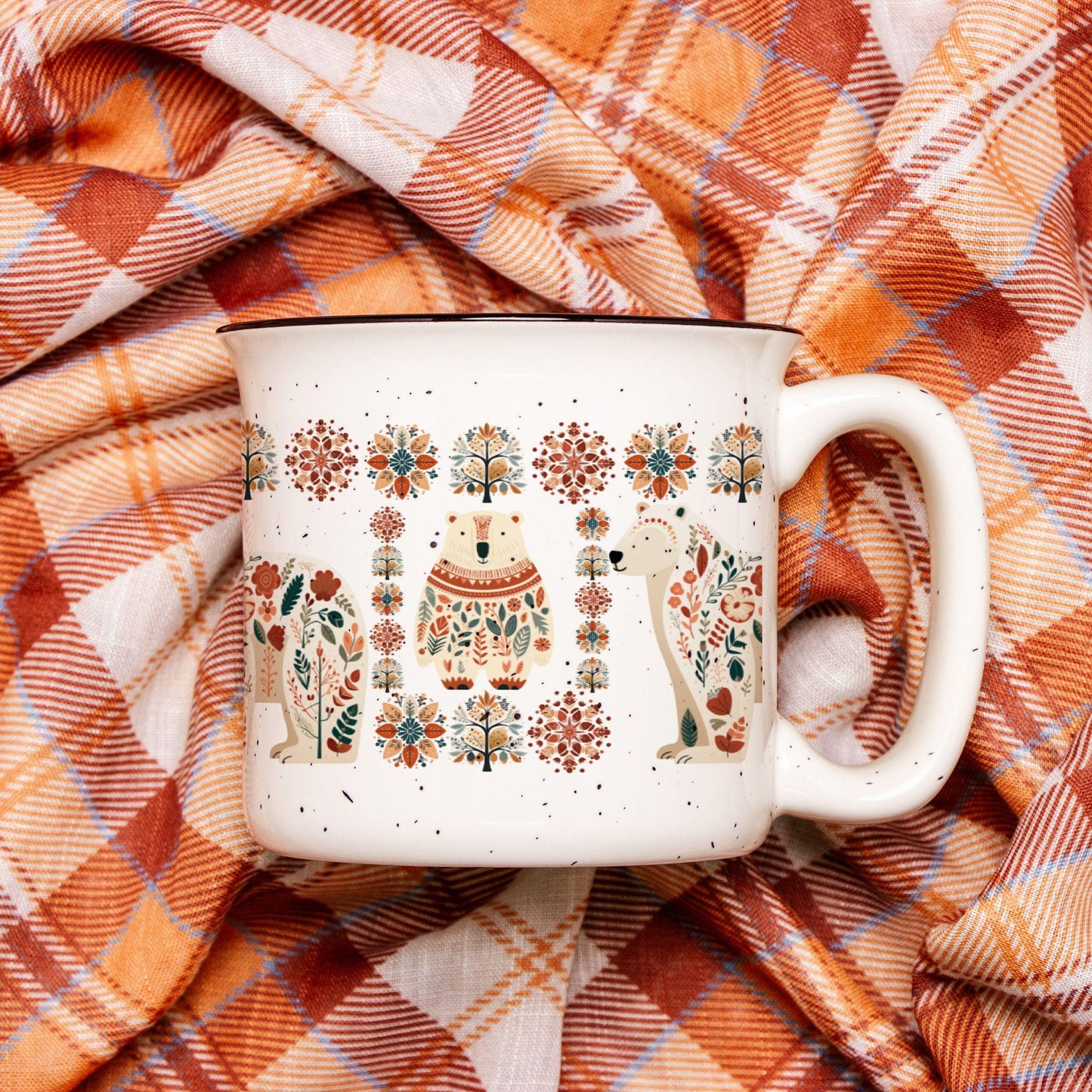Polar Bear Camp Mug Scandinavian Coffee Gift Idea