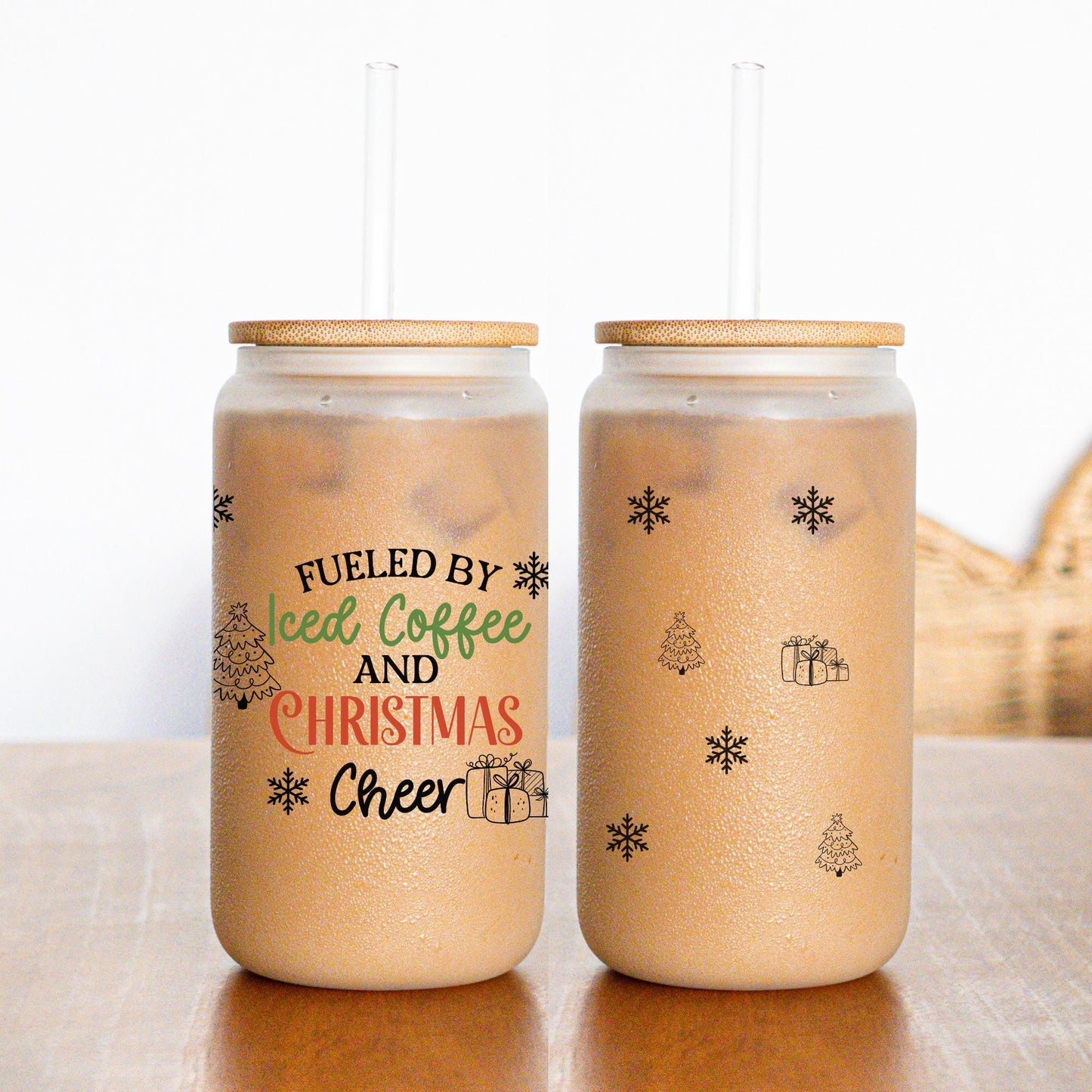 Christmas Coffee Glass Cup-Secret Santa Gift for best friend and office exchange