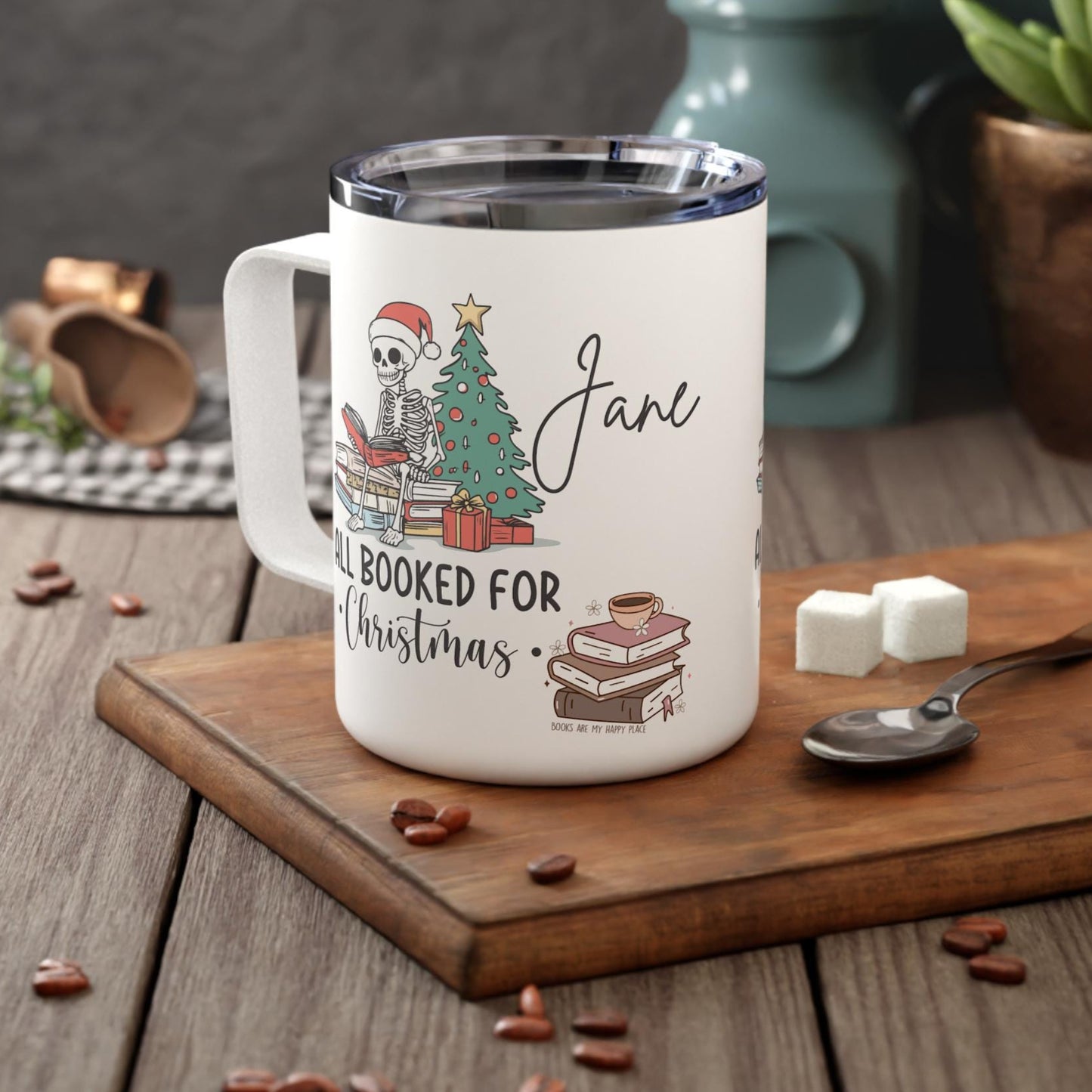 Skeleton Christmas Bookworm gift - Book lover Mug