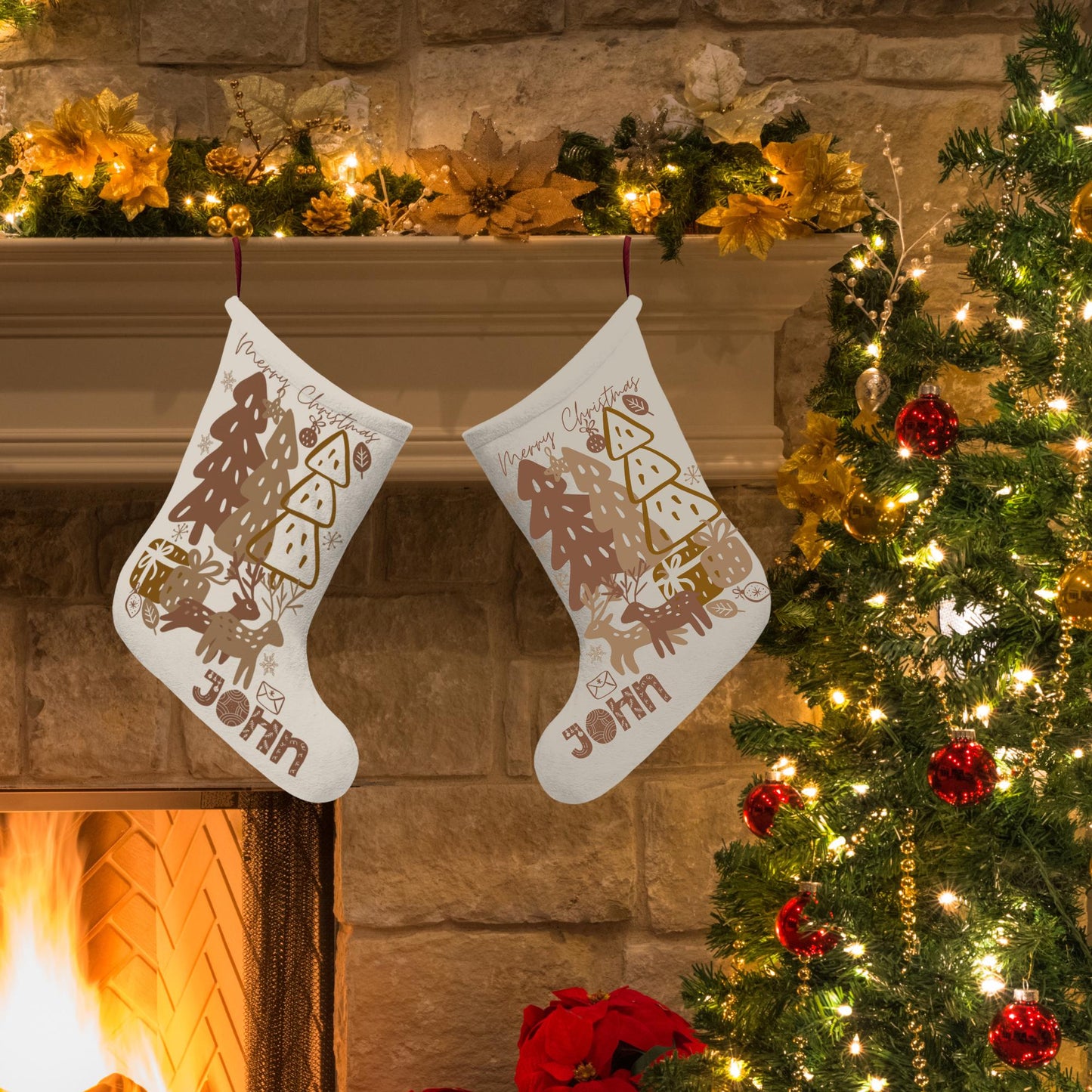 Deer Christmas Stocking Nordic Gift Hygge Christmas Scandinavian Folk Art