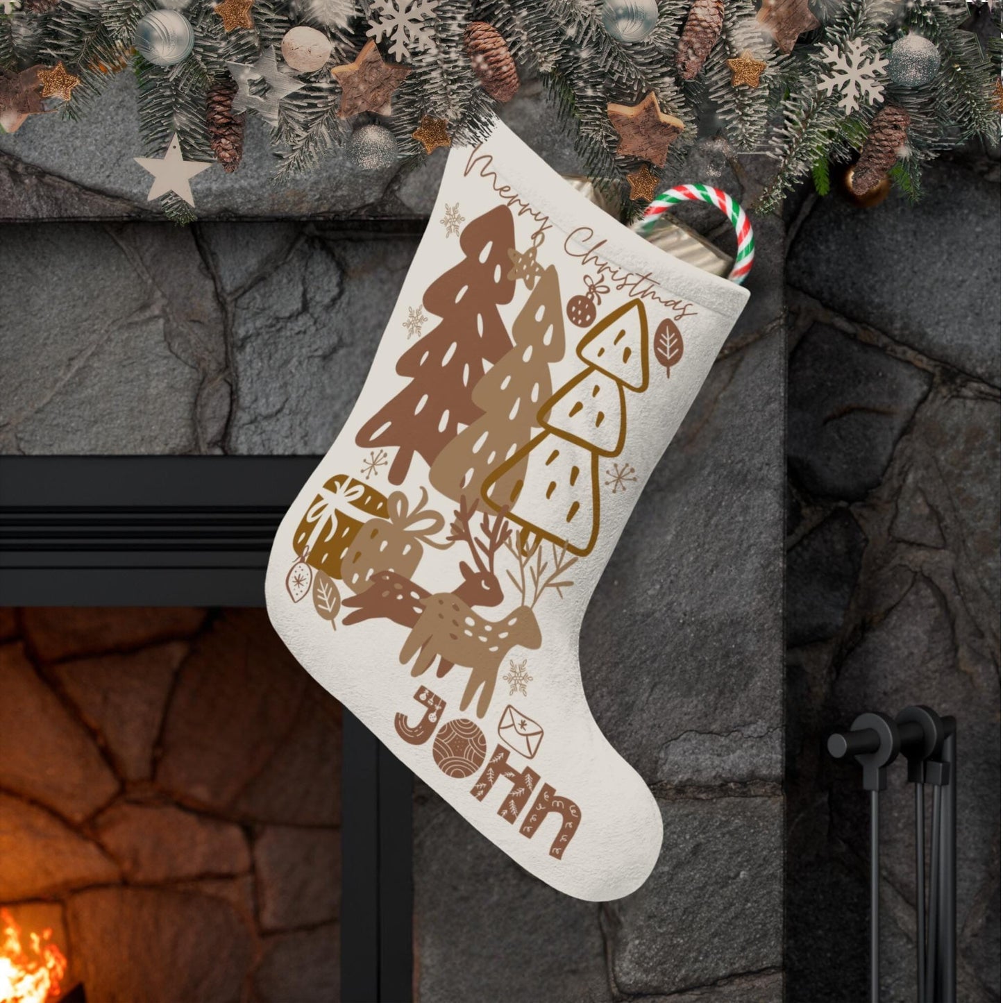 Deer Christmas Stocking Nordic Gift Hygge Christmas Scandinavian Folk Art