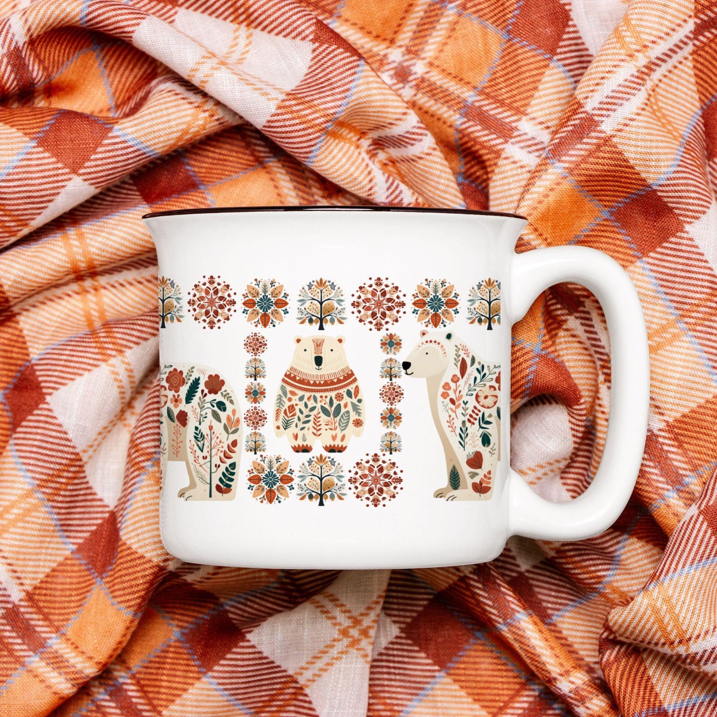 Polar Bear Camp Mug Scandinavian Coffee Gift Idea