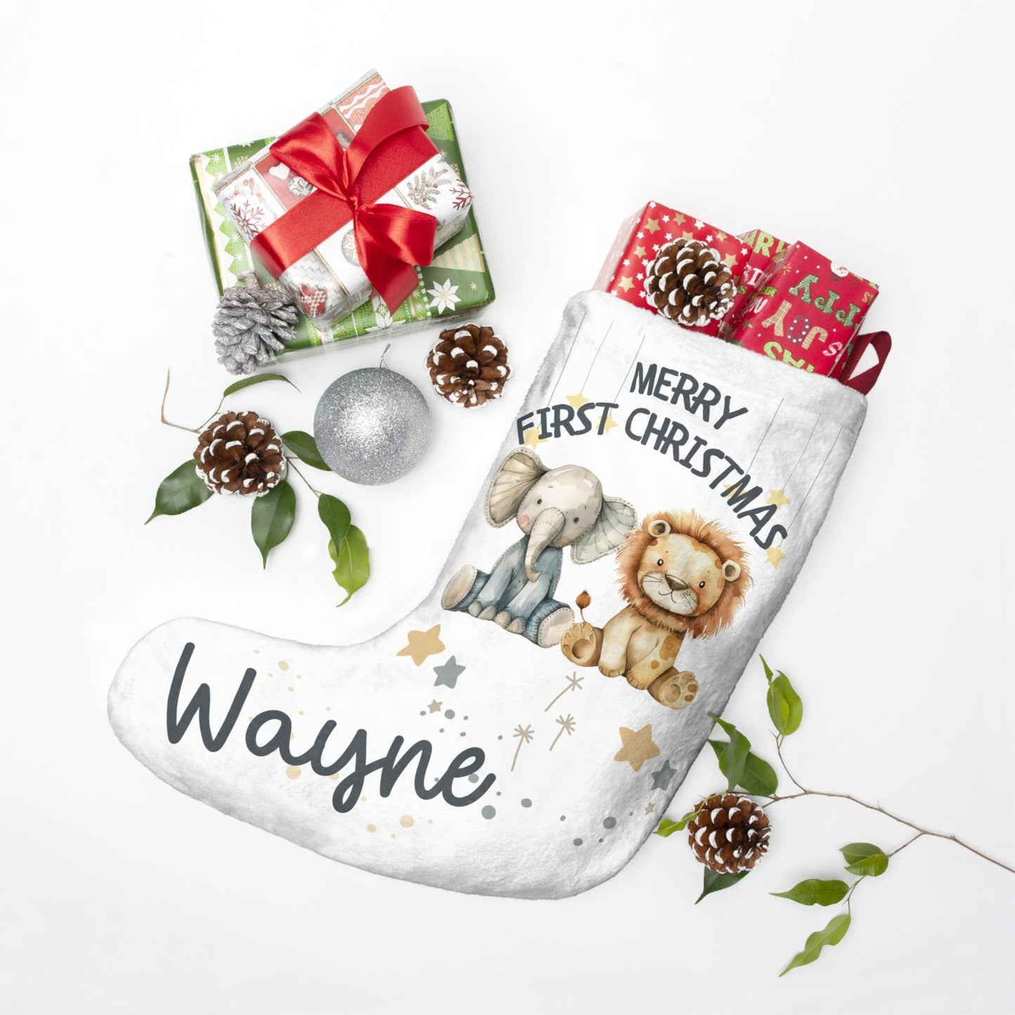 Baby First Christmas Stocking Custom Names
