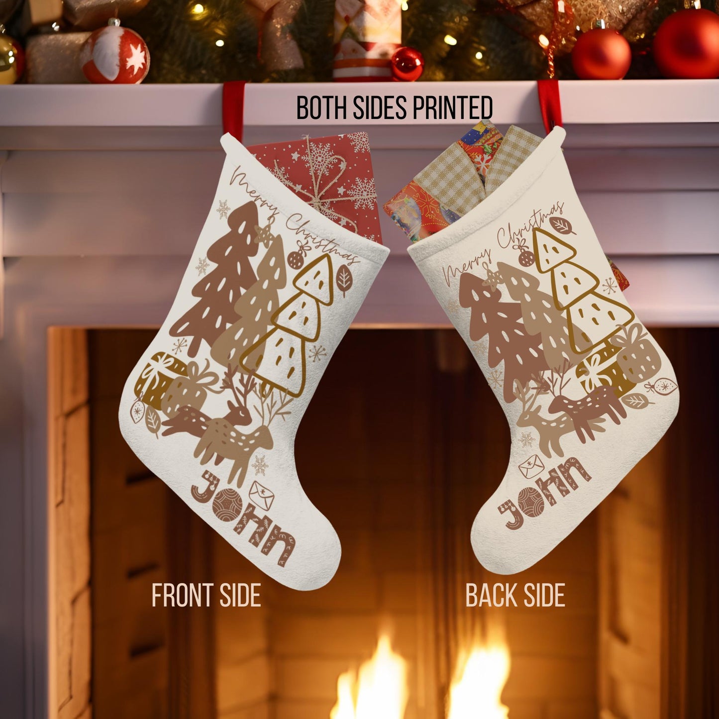 Deer Christmas Stocking Nordic Gift Hygge Christmas Scandinavian Folk Art