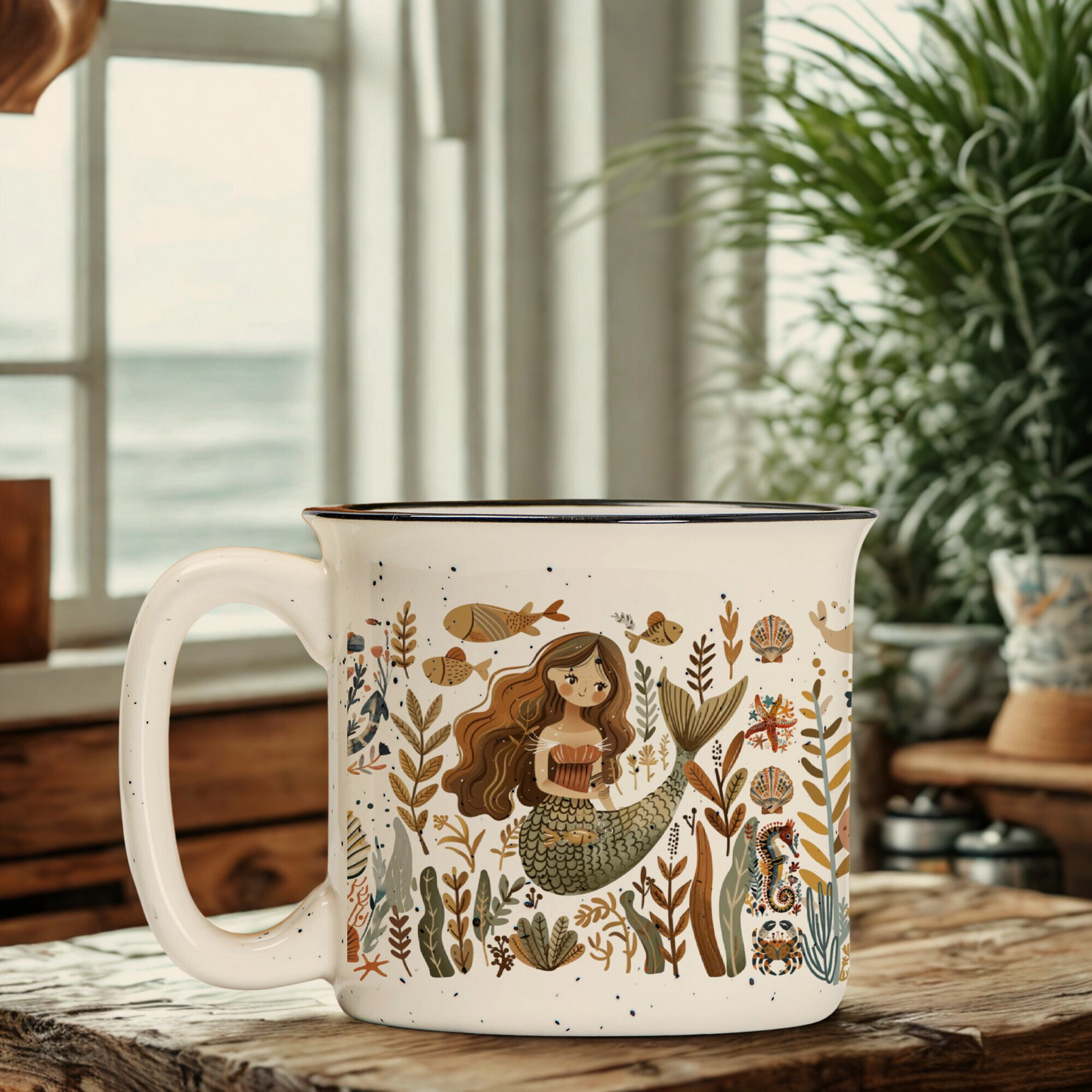 Mermaid Aesthetic Coffee Mug Boho Folk Art Gift