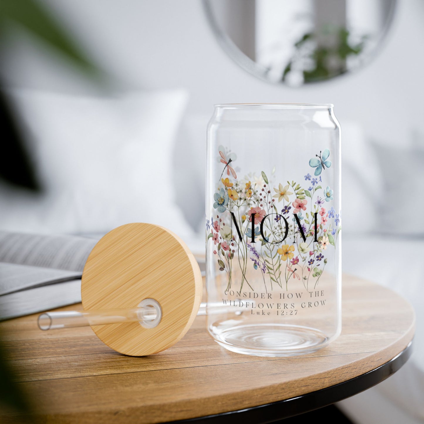 Floral Mom Glass Tumbler - Unique Gift for Mother's Day