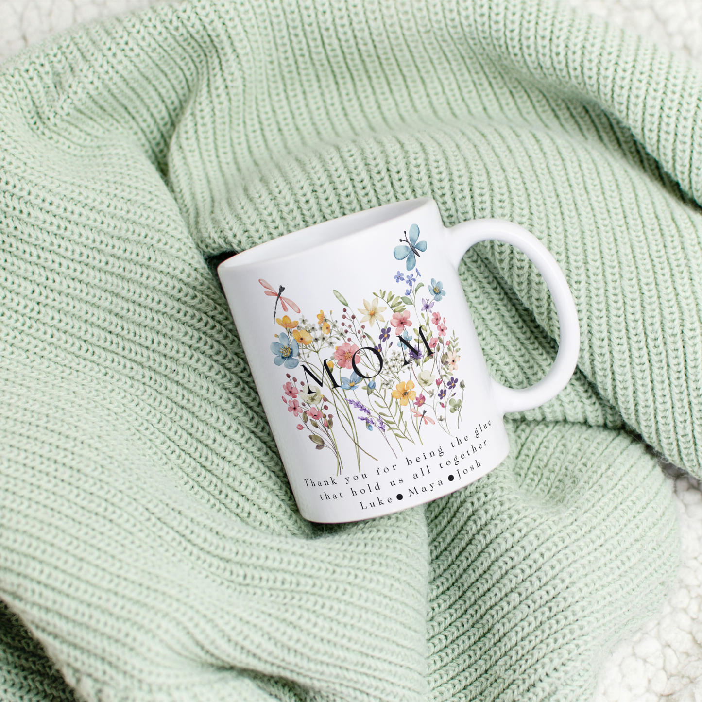 Wild Flowers mug thoughtful custom gift for mom and grandma