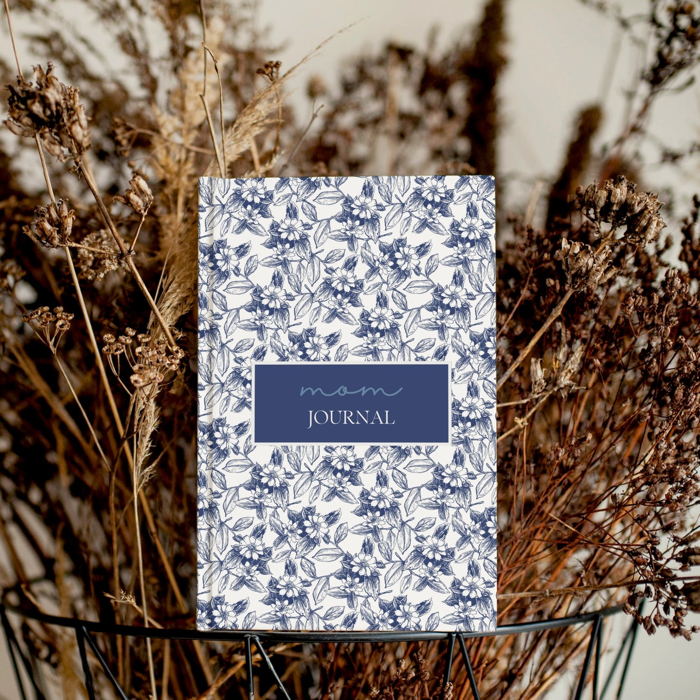 Mom Journal Blue Toile Design Notebook - Mother's Day Gift idea Grandma Presents