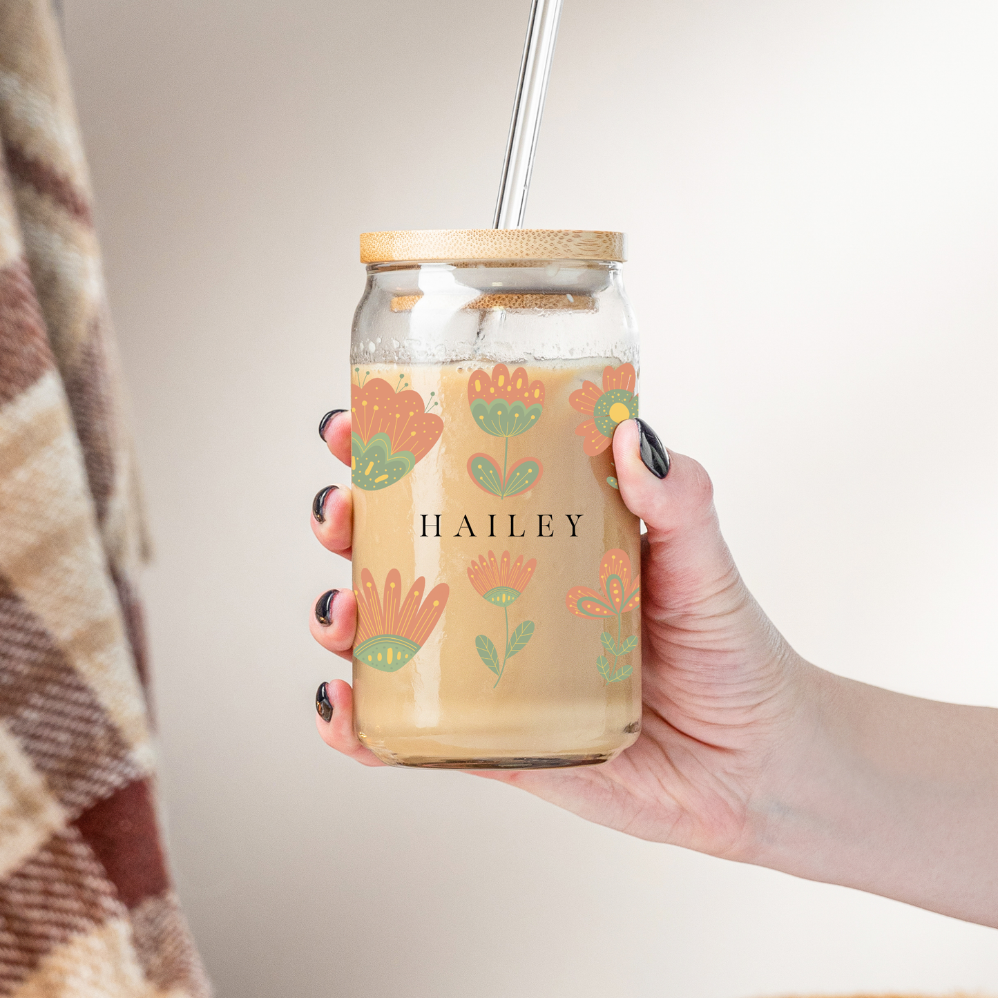 Aesthetic Coffee Cup - Minimalist wildflowers Tumbler for Women Gift