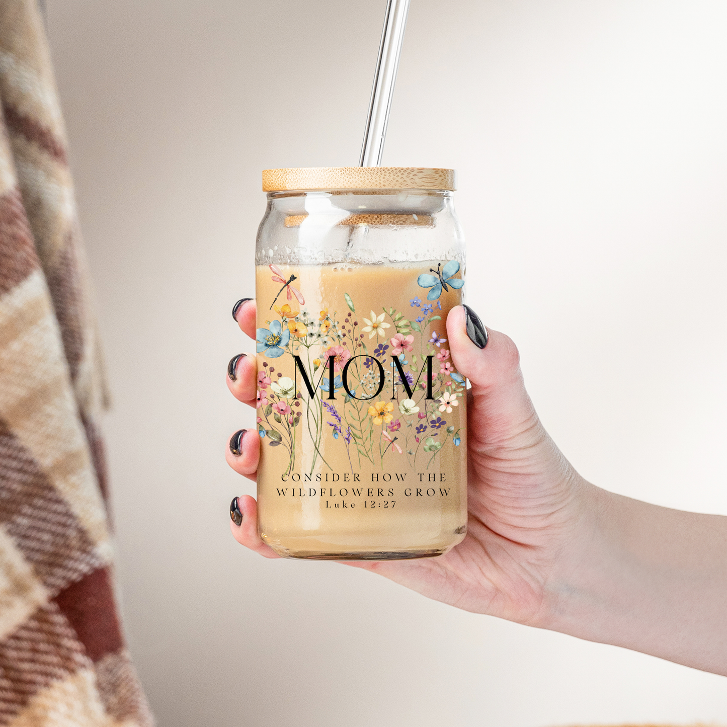 Floral Mom Glass Tumbler - Unique Gift for Mother's Day