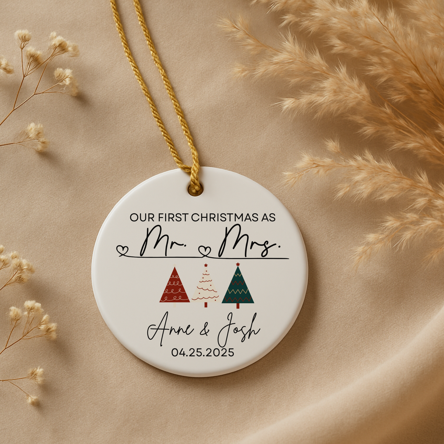 First Christmas as Mr & Mrs Custom Couple Ornament - Engagement and Wedding Keepsake