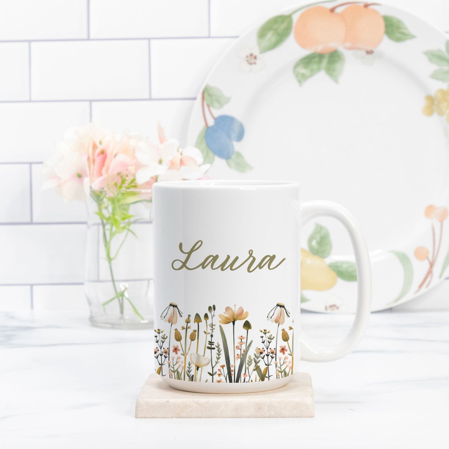 Thank you Gift Ceramic Floral Mug - Gift for Gardening Lovers & Daycare and Helpers