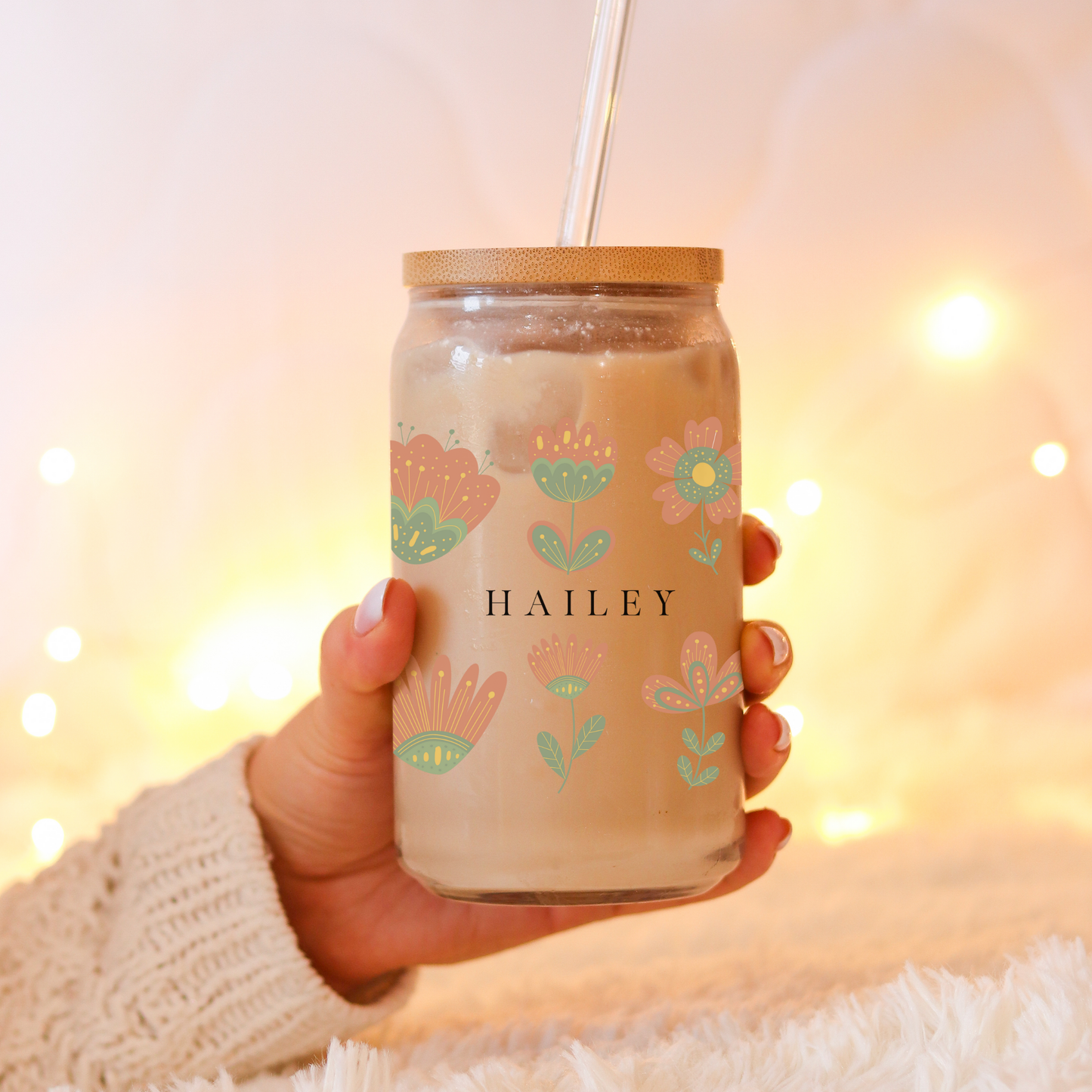 Aesthetic Coffee Cup - Minimalist wildflowers Tumbler for Women Gift