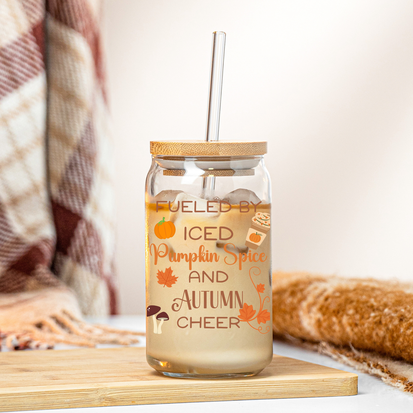 Fall Iced Coffee Cup Gift Autumn Pumpkin Spice Latte Cup