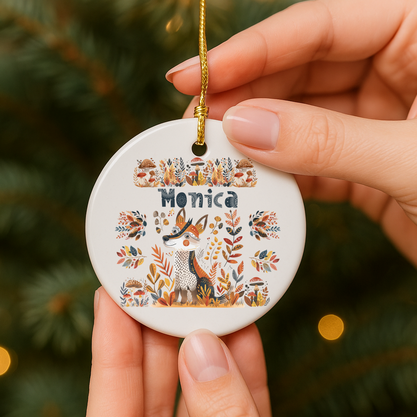 Fox Nordic Folk Art Ornament Decor Scandinavian Design -Holiday Gift