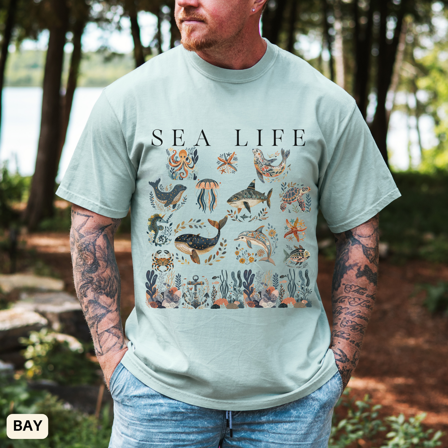 Sea Life Unisex T-Shirt Ocean Lovers, Nautical Gift, Summer Beach Wear - Marine Life Apparel