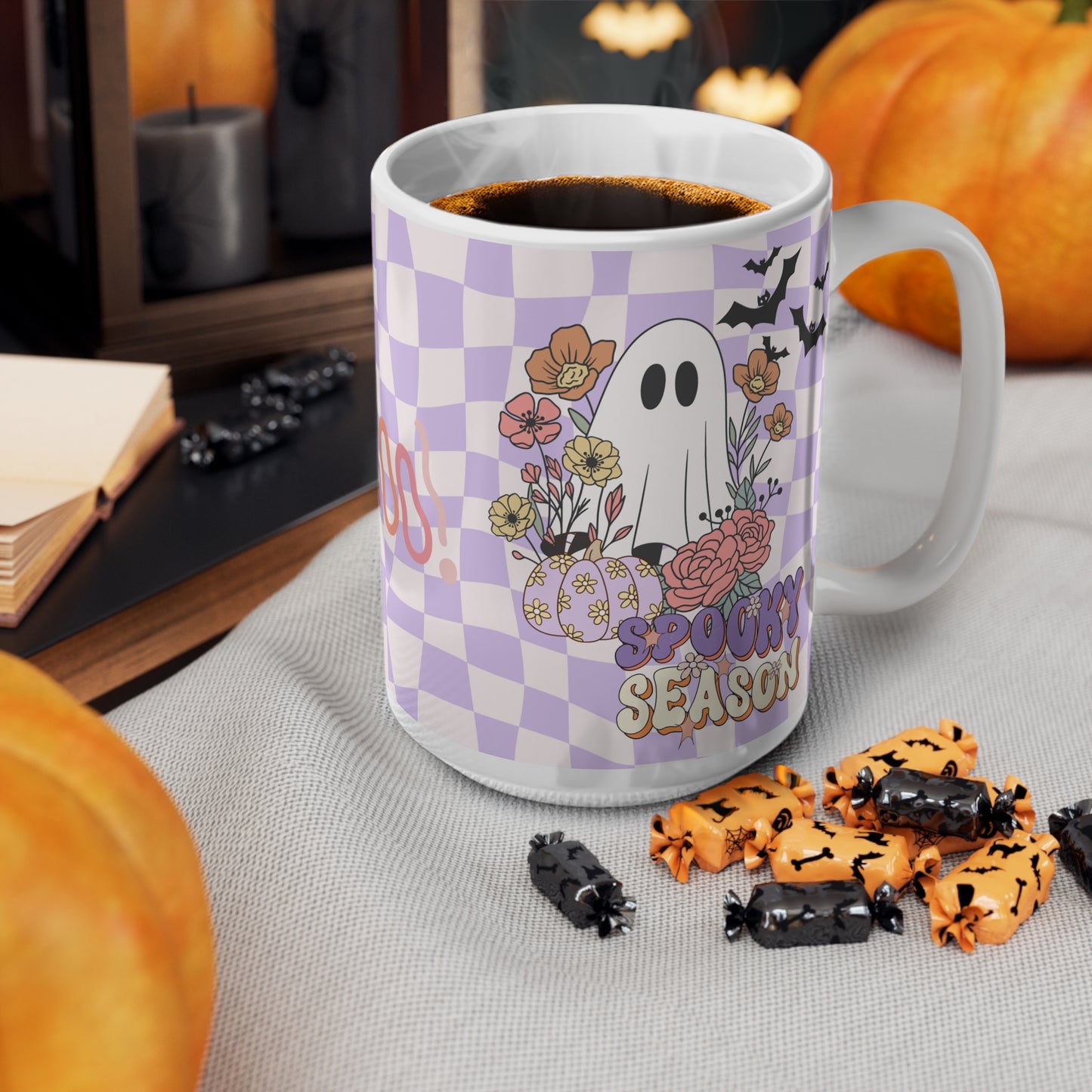 Spooky Ghost Floral Pastel Halloween Mug Gift