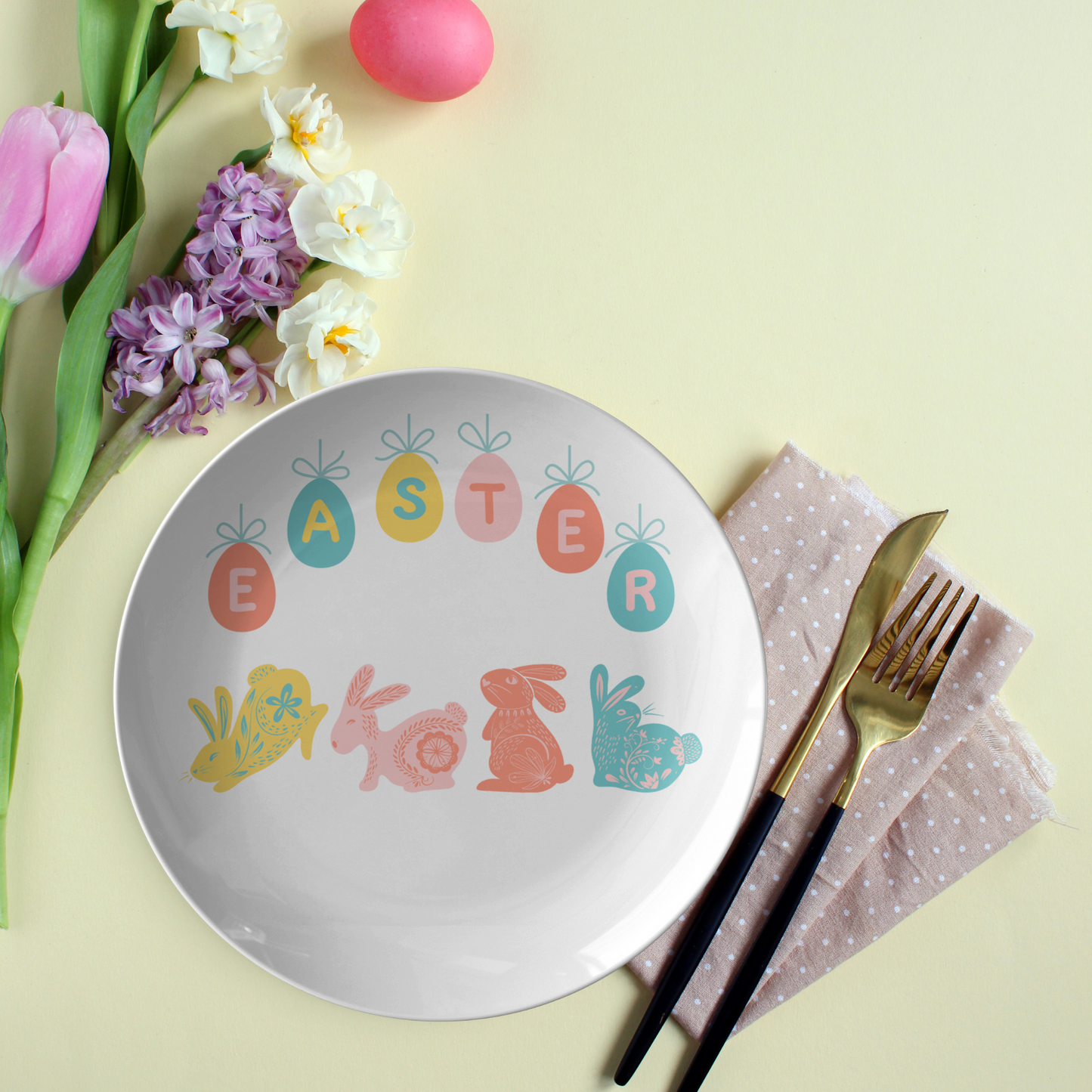 Easter Bunny Plate-Spring Party Table setting Decor
