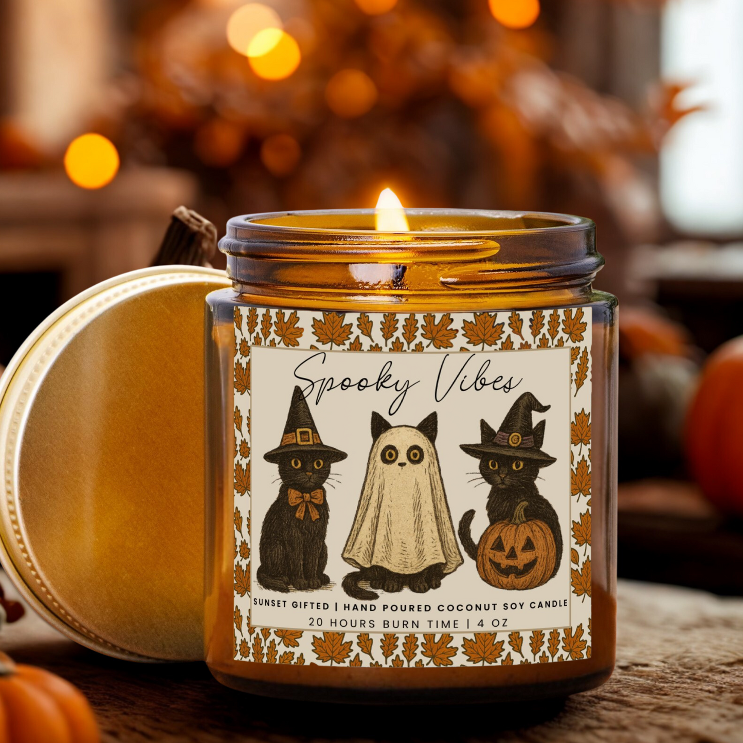 Halloween Cat Candle - Spooky Fall Vibes Cozy Autumn Decor Gift - Cat Lover Gift