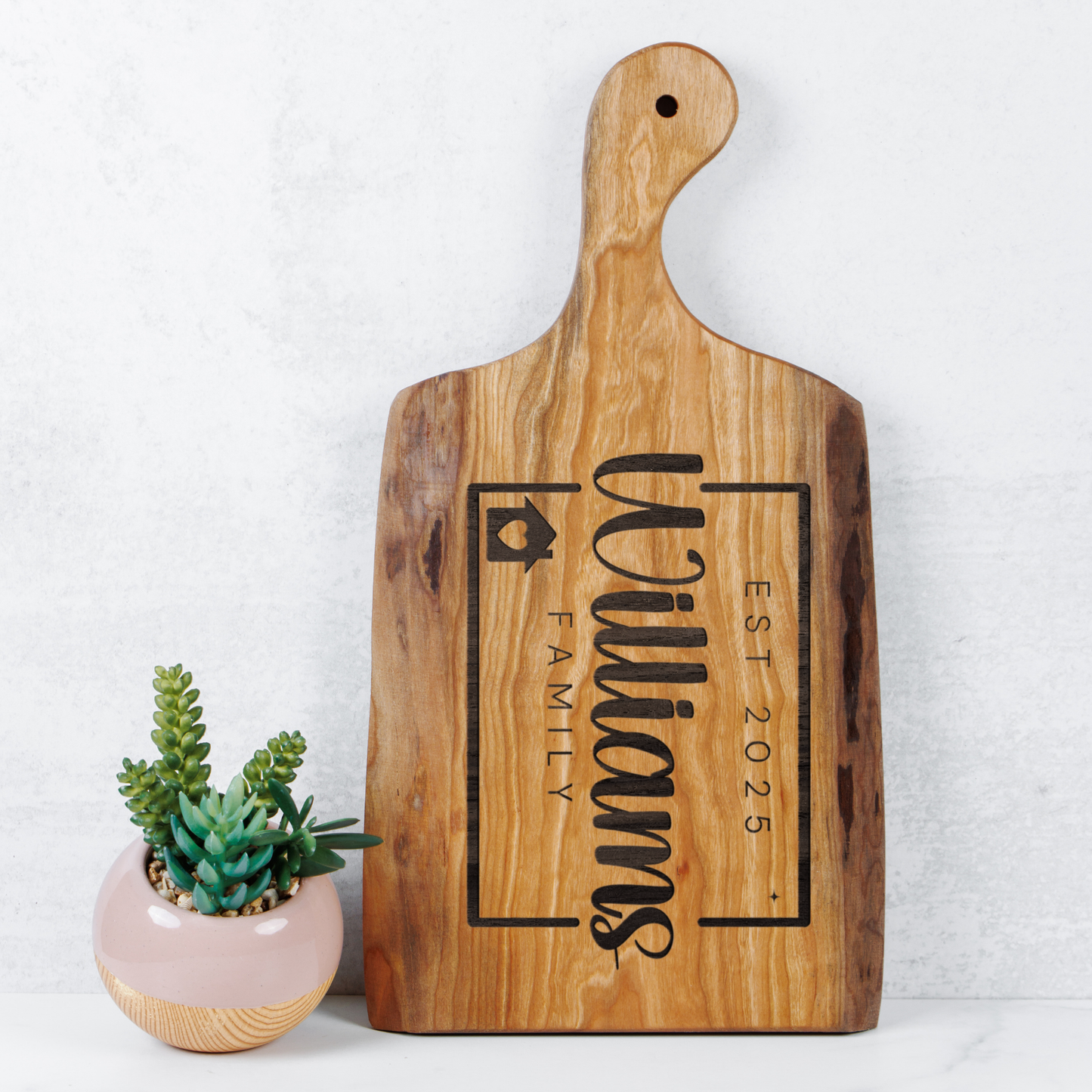 Family Custom Name Gift Artisan Wood Cutting-Serving Charcuterie Board