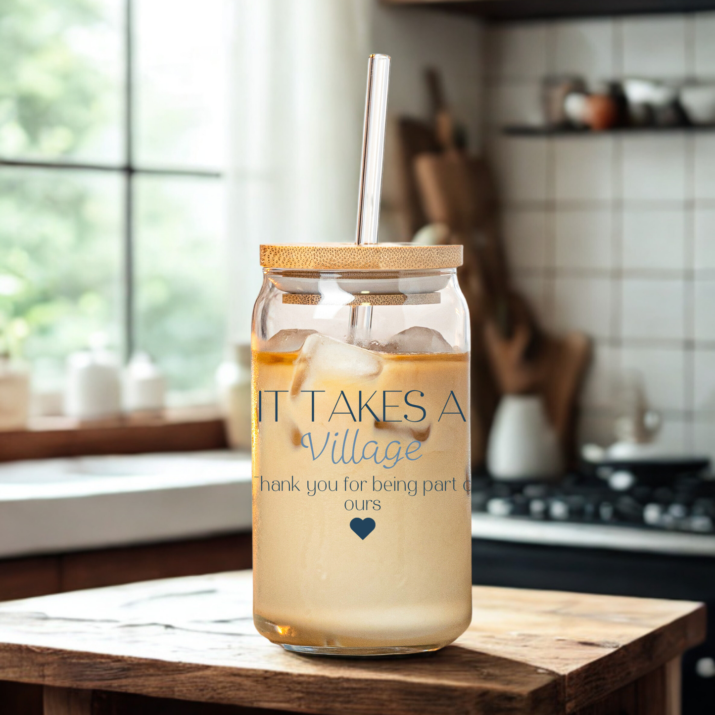 Thank You Gift Glass Coffee Cup for Friends & Family - Daycare Teacher Appreciation Tumbler