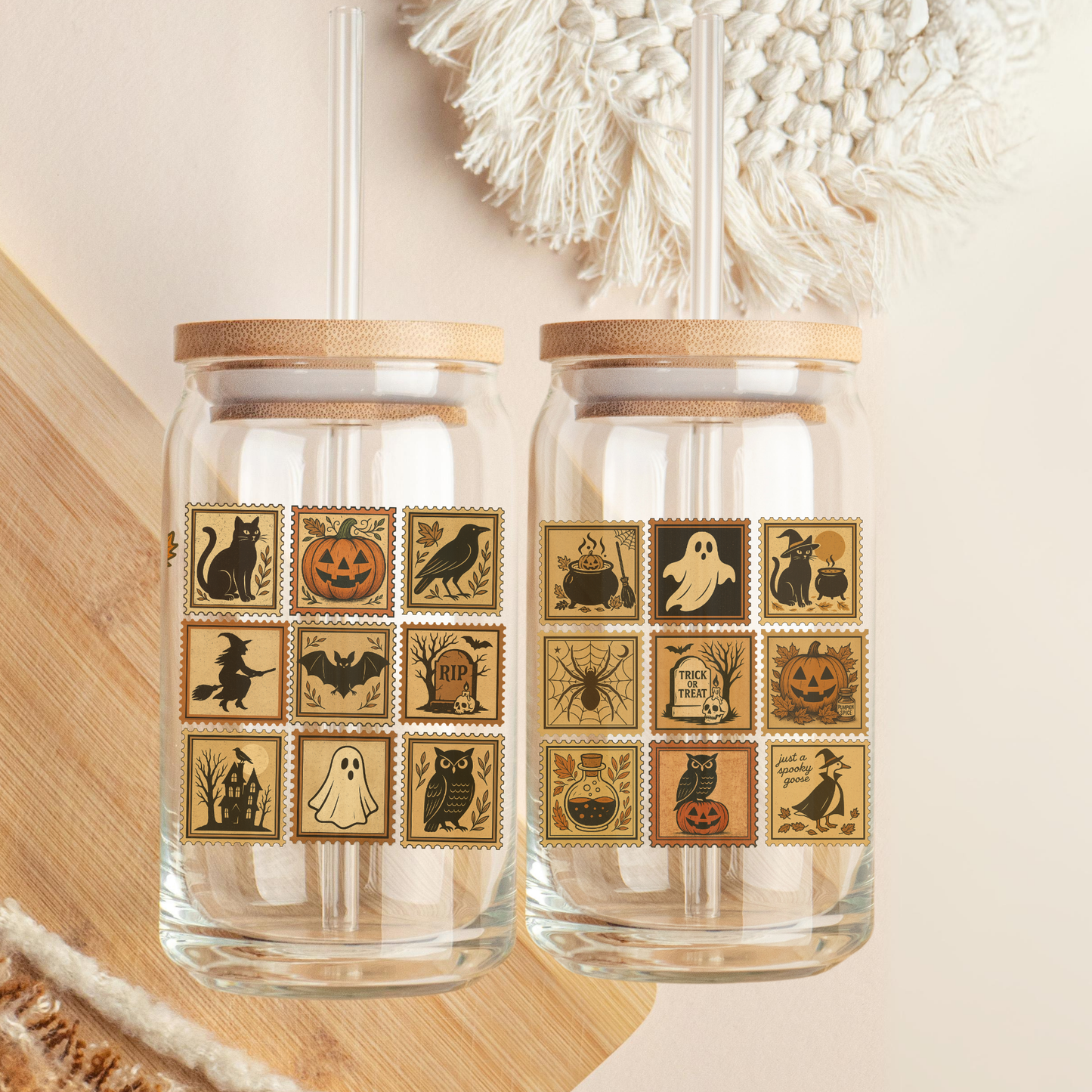 Fall Season Sipper Glass - Halloween Coffee Tumbler