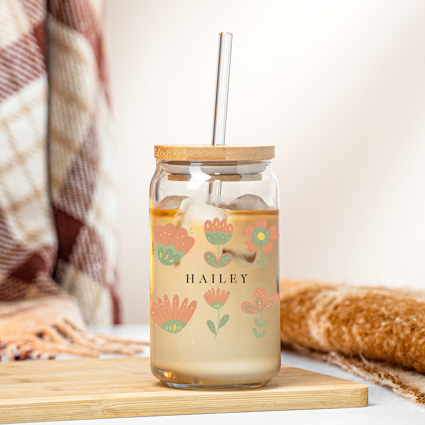 Aesthetic Coffee Cup - Minimalist wildflowers Tumbler for Women Gift
