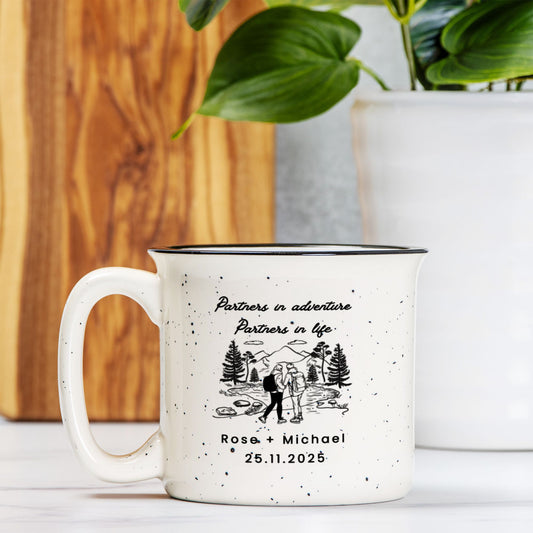 Engagement Gift for Couple - Personalized Campfire Mug Set - Wedding Gift Anniversary