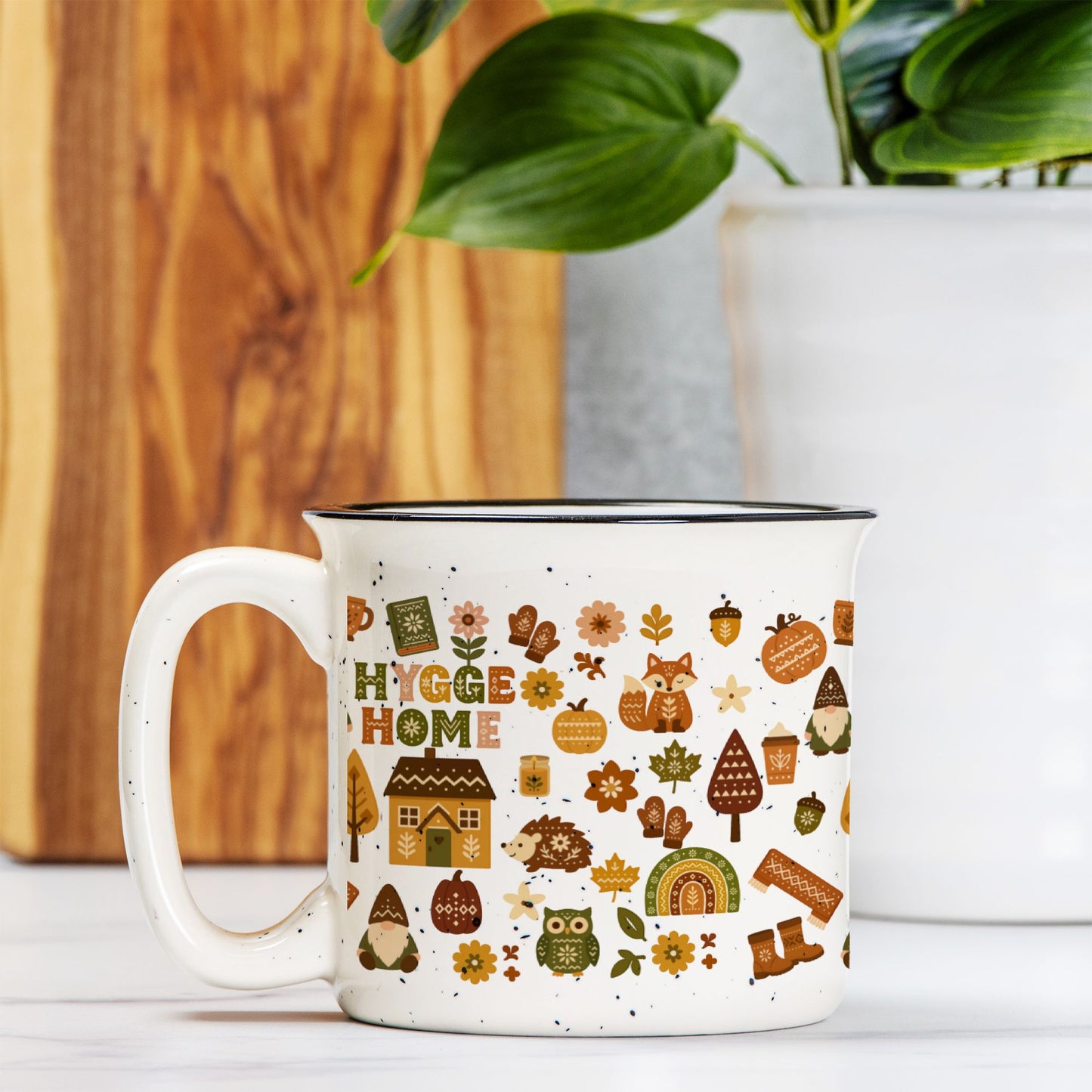 Hygge Coffee Mug - Cozy Campfire Ceramic Cup - Scandinavian Home Decor Gift