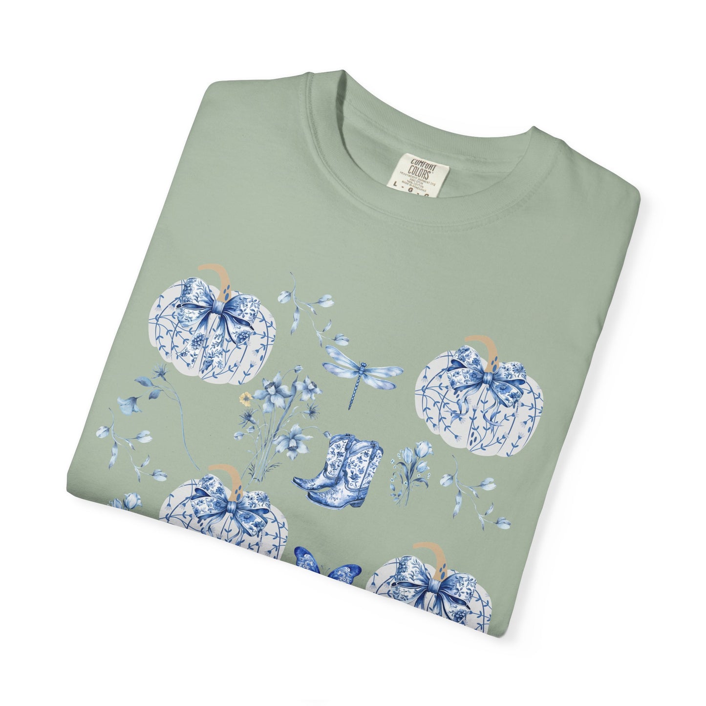 Blue Coquette Pumpkin T-Shirt-Fall Pumpkin Patch Outfit