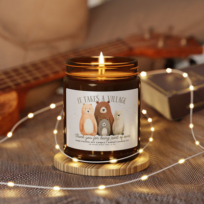 It takes a Village Gift Candle Nursery Decor- Adopting Parents Gift Social Worker- Nanny Candle Gift Baby sitter