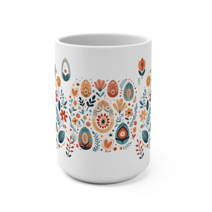Rabbit nordic folk art Mug, Appreciation Gift Coffee Mug Scandinavian Design Cozy Mug