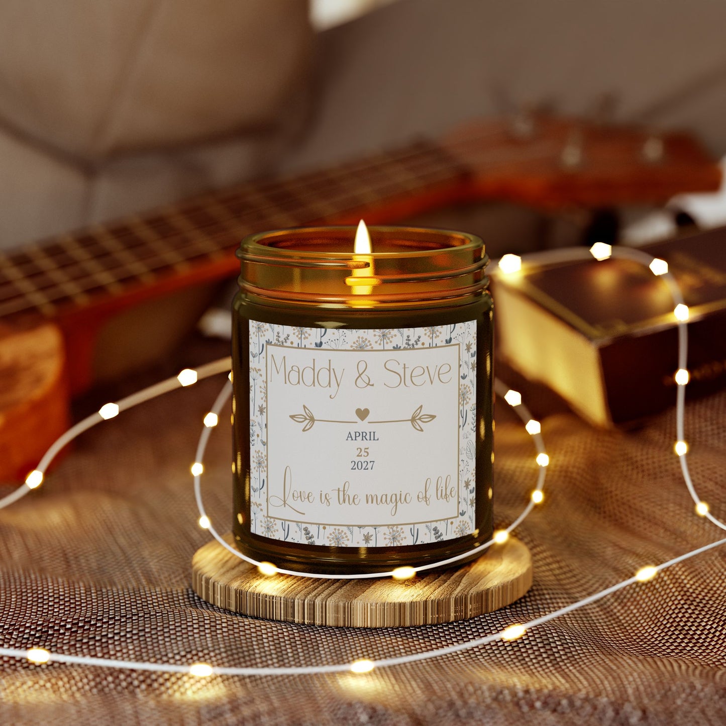 Personalized Wedding candle Gift, Engagement and rehearsal dinner favors for guests