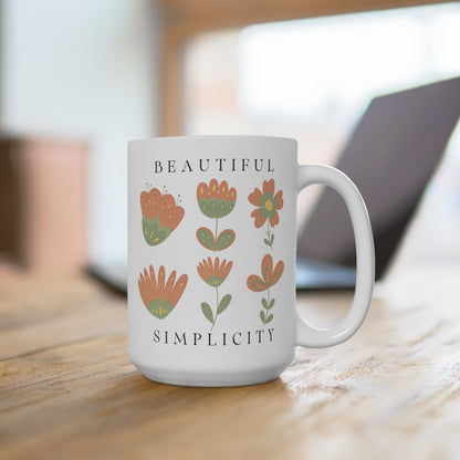 Floral Mug Nordic Folk Art Aesthetic Mug - Gardening Gift for Nature Lovers