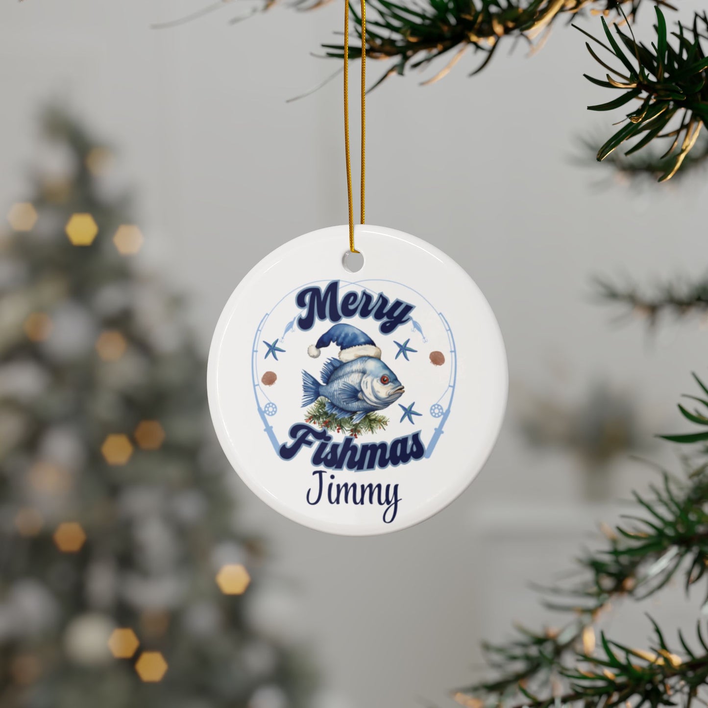 Fishing Christmas Ornament Gift - Dad and grandpa Fishing Gift for Holiday Season