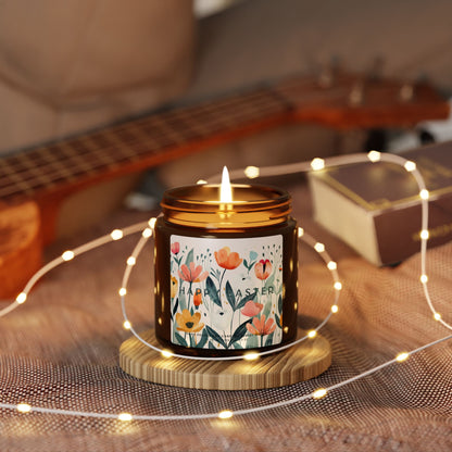 Floral Easter Scented Candle Hygge Cozy Home Decor -Spring Gift for mom and grandma
