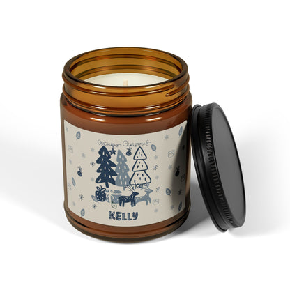 Festive Nordic Christmas Candle Custom name gift- Scandinavian Design